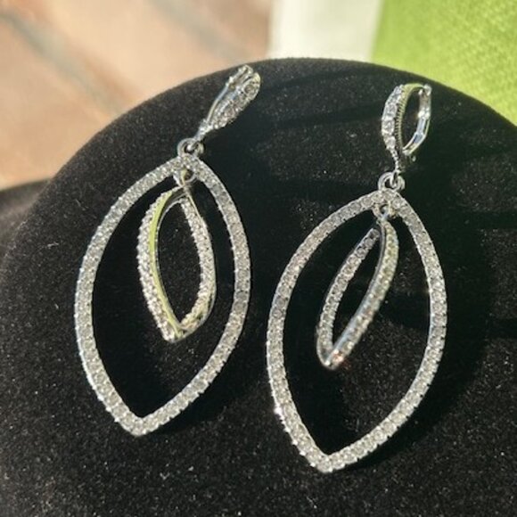 GIVENCHY Silver Crystal Pave Orbital Drop EARRINGS - Picture 6 of 8